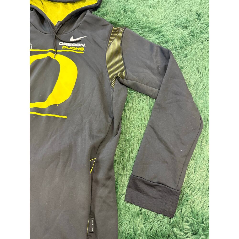 Nike University of Oregon Yellow | Black 2XL Dri Fit Pullover Sweatshirt Hoodie - Picture 5 of 9